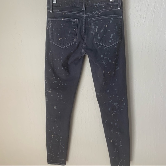 HP🎉 PAIGE Edgemont Grey Zip Paint Splatter Skinny Jeans Size 27 - Picture 9 of 15